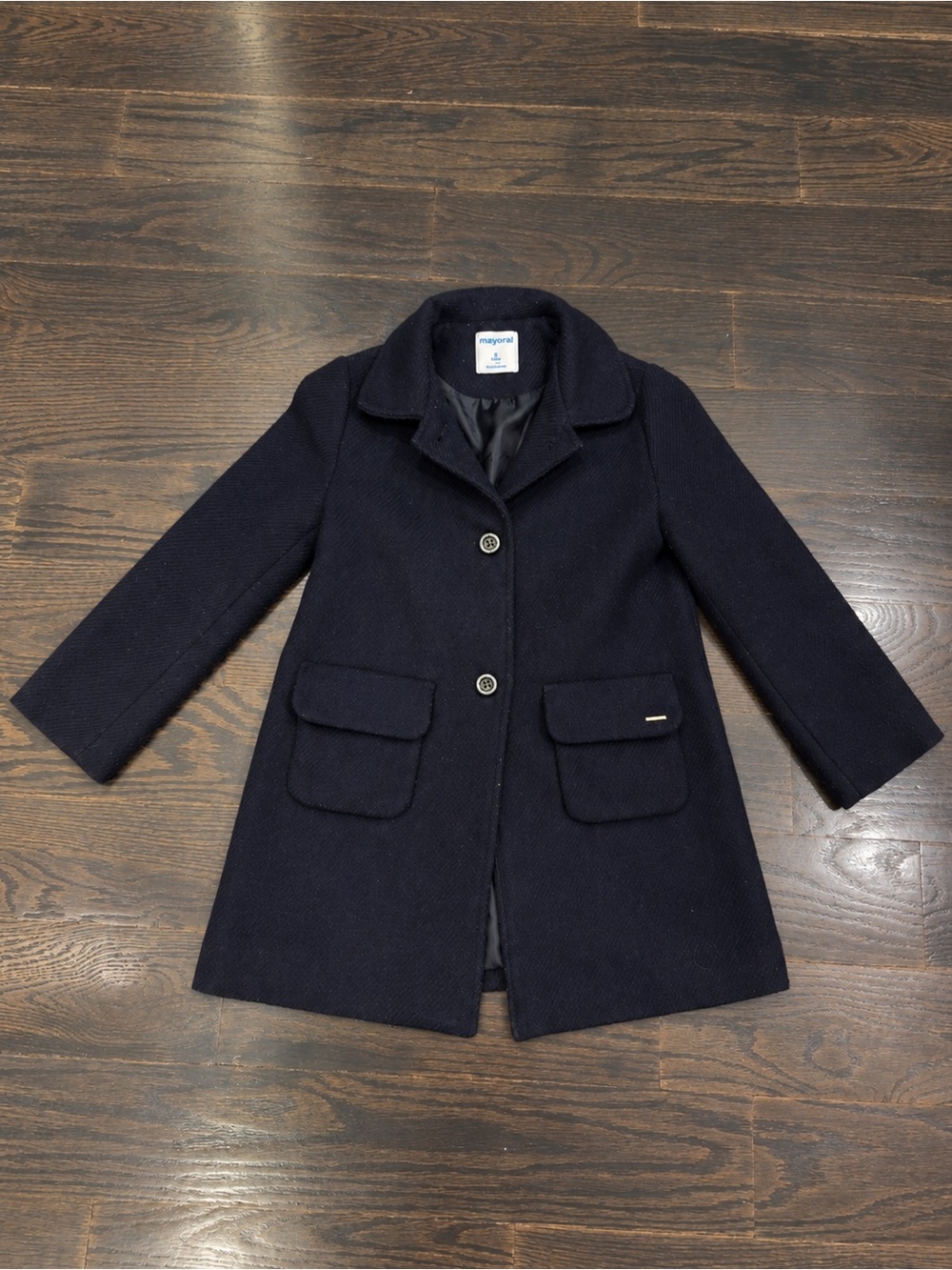 Mayoral Navy Girls Wool-Blend Pea Coat